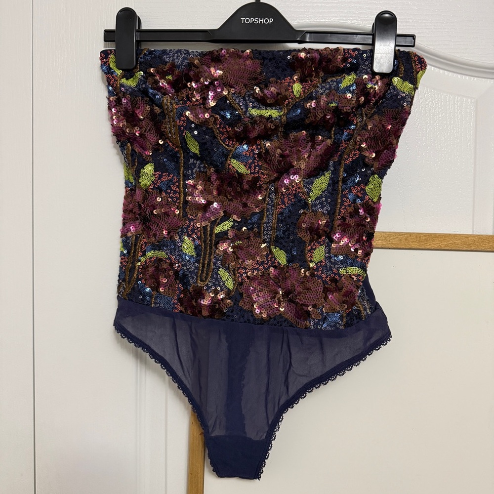 NWOT Free People Intimately Sequin Floral Bodysuit
